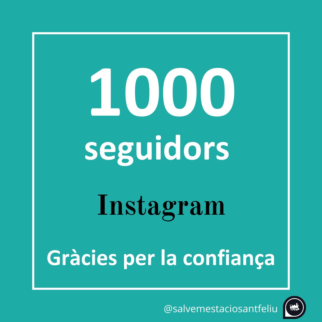 Ho hem tornat a fer!
JA SOM MÉS de 1000 Seguidors i seguidores a Instagram! Gràcies pel vostre suport.
El patrimoni és cosa de totes i tots. Uneix-te al grup Salvem l’Estació del tren de #SantFeliudeLlobregat

#patrimoni #jovullunareplica #santfeliu