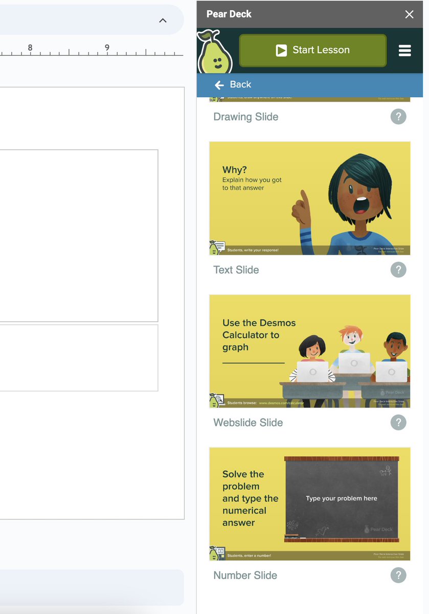 csheil's tweet photo. My learning for today - didn't know that @PearDeck had a template for math teachers who use @Desmos - thx for bring this to my attention @JessieFlah16465 #multimediafsu #bhstech222 https://t.co/I8jH8vKhIW