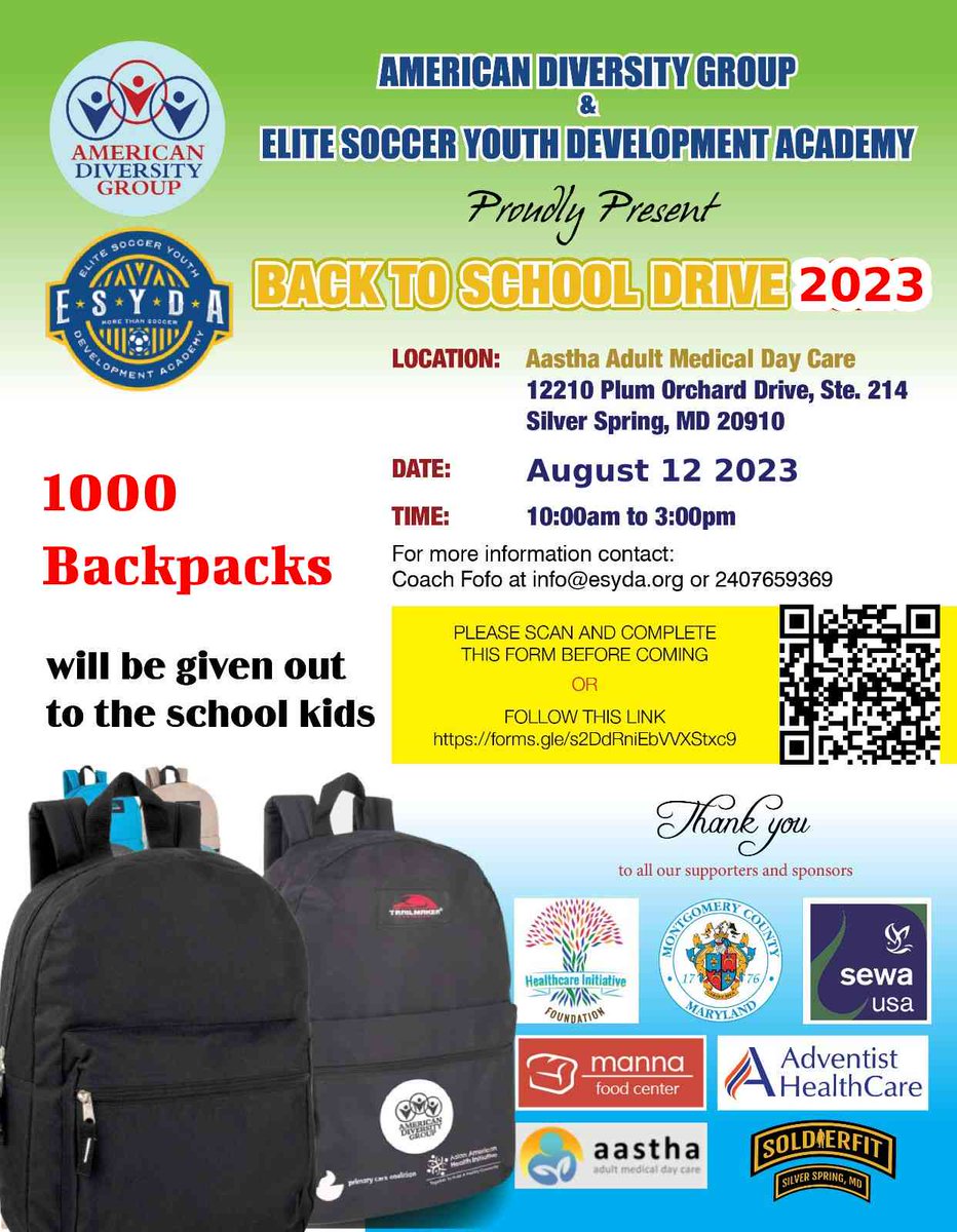 EsydaSoccer's tweet photo. Please support ESYDA for their  Back to school Drive https://t.co/9vAEKqRMpB