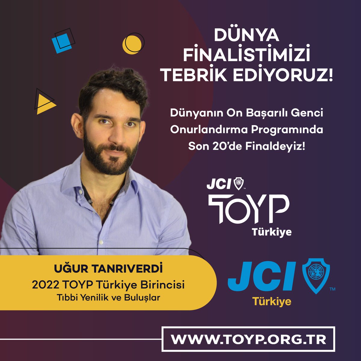 Değerli gençlerimiz TOYP Global Programı'nda onlarca birinciyi geride bırakarak son 20'ye kalmışlardır.

Aşağıda yer alan linkten katılabileceğiniz oylamada birden fazla seçim yapabilir ve tüm birincilerimize oy atabilirsiniz.

official.jci.cc/#/home?publicv…