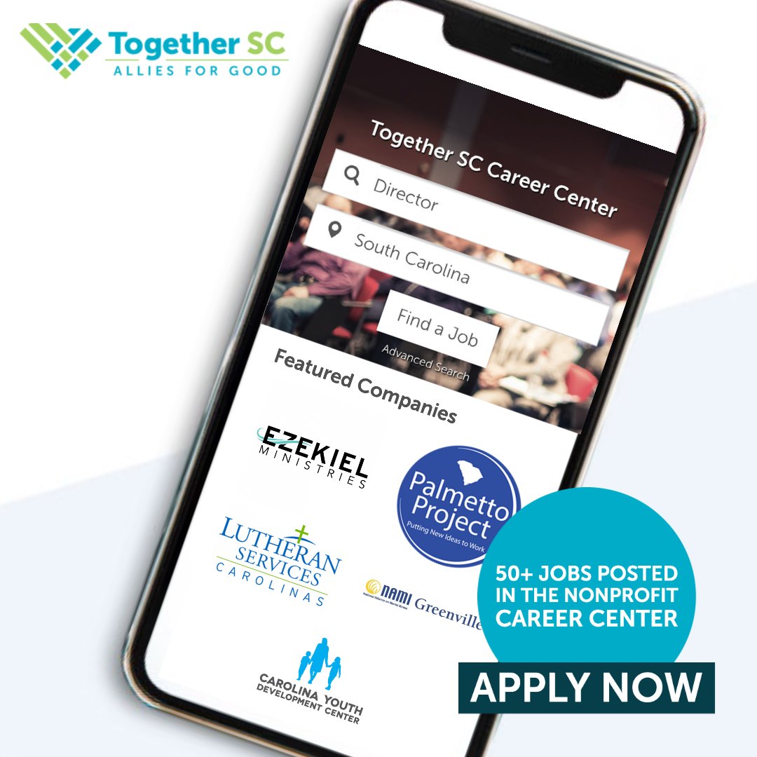 There are 50+ jobs in the Nonprofit Career Center. Please share with friends to help recruit the talent we need! 

Apply: jobs.togethersc.org

#nonprofitcareers #nonprojectjobs #careercenter #SCnonprofit #southcarolinanonprofit