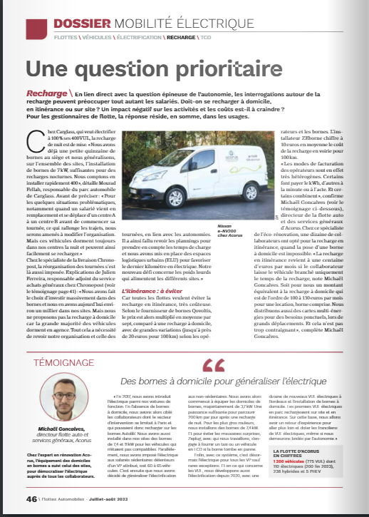 On parle de nous dans la presse ! Acorus fait son apparition dans le magazine <a href="/flotauto/">Flottes Automobiles</a> au sujet de la recharge. 🚗

On vous laisse l'extrait.⬇️
Bonne lecture ! 😉

#btp #écorénovation #QuandLaVieSeRénove #sourirespartagés