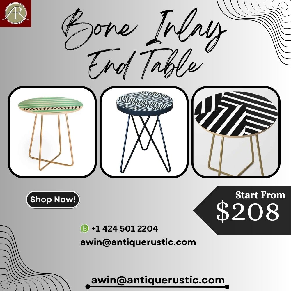 Bone Inlay End Table for Sophisticated Spaces'
Visit Now for More Info -
 Contact Detail - +1 424 501 2204
 Email - awin@antiquerustic.com
#BoneInlay #ArtisanalCraftsmanship #ExquisiteDesign #TimelessElegance #SophisticatedStyle #InteriorInspiration #LuxuryLiving