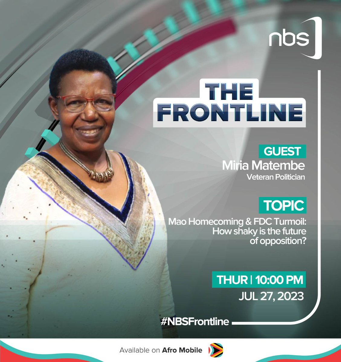 AdamNuwamanya's tweet photo. The return of the debate expendables. . .

Tonight on #NBSFrontline 
-The seemingly uncertain survival of the opposition in the near future!

The frontline is set. 
After you finish #NBSLiveAt9, we we still have your audience on your set or via @afromobileug
See you then! https://t.co/jmSCNKDgKC