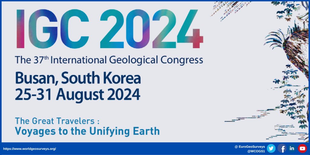 🌍Exciting news! The World Community of Geological Surveys will be present at #IGC2024 in Busan, South Korea🇰🇷
We can't wait to connect with fellow geoscientists &amp; explore new horizons.
Join our mailing list to stay in the loop with all things #WCOGS!
👉worldgeosurveys.org.