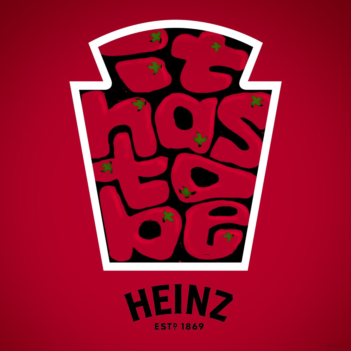 Create posters/labels featuring the @HeinzUK
  ‘keystone’ logo outline to show the nation’s love for Heinz Tomato Ketchup and why #ItHasToBeHeinz 

Loving tom'art'os...