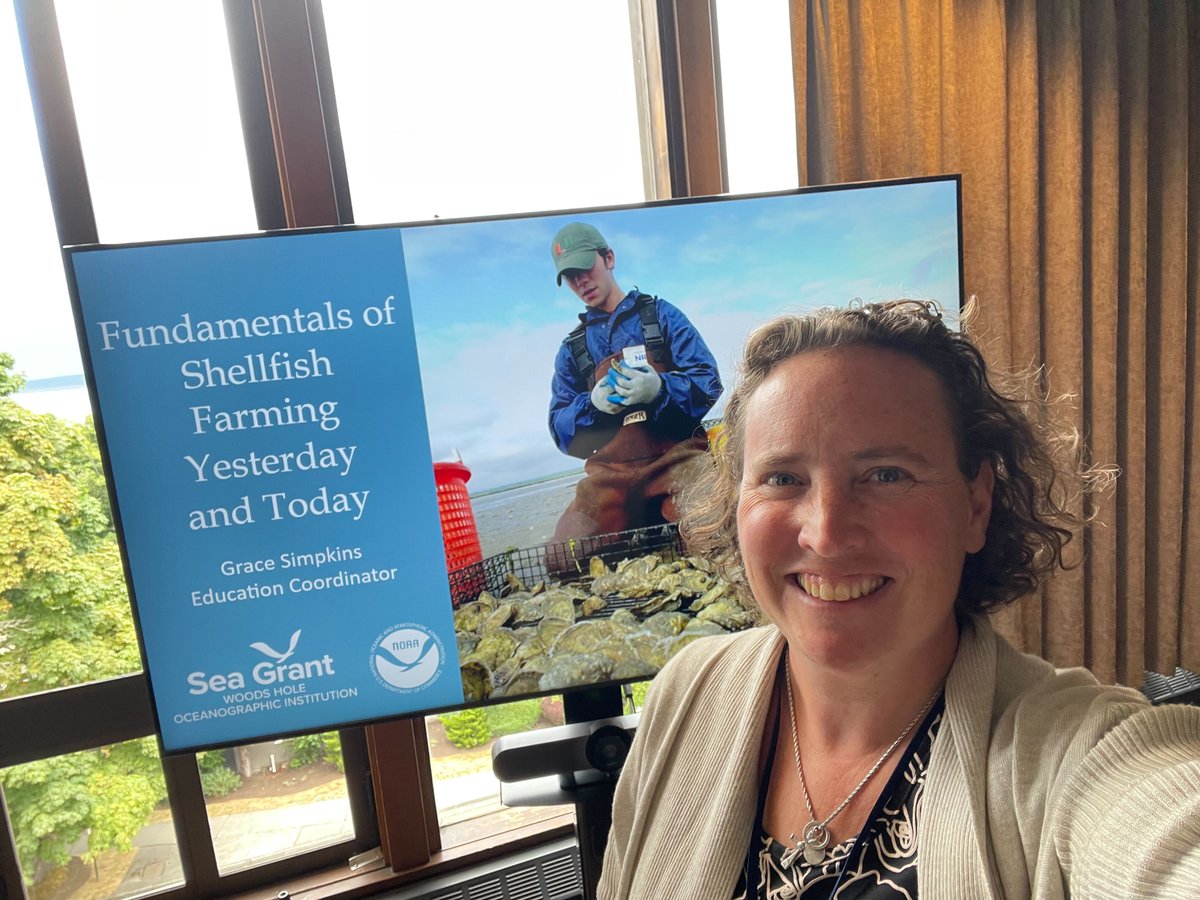 Our marine extension team has taught the fundamentals of #shellfish farming for over 20 years. Our education specialist recently helped update the curriculum. Grace Simpkins gave educators at @NatlMarineEd conference the inside scoop on taking an in-person class online. #NMEA2023