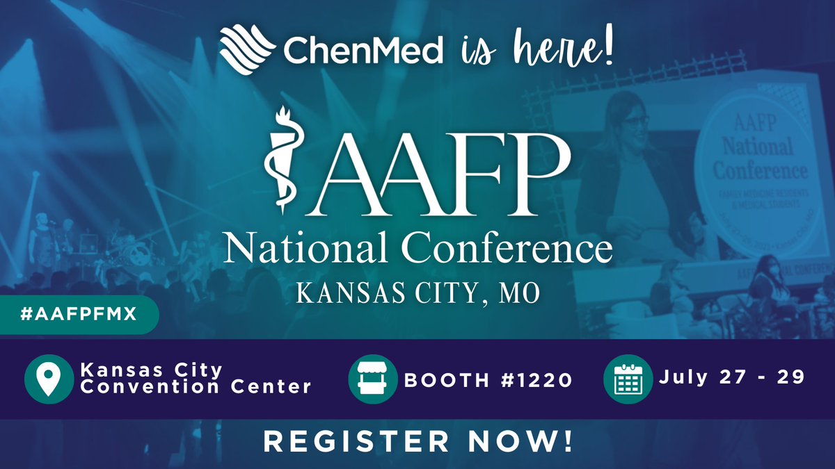 We're at the 2023 AAFP National Conference for the next 3 days of networking, inspiring speakers, workshops, & an unforgettable party! If you're here, stop by our booth. Click below to learn more. ⬇️ ow.ly/8spY50PihtW #ChenMedIsHere #AAFPFMX