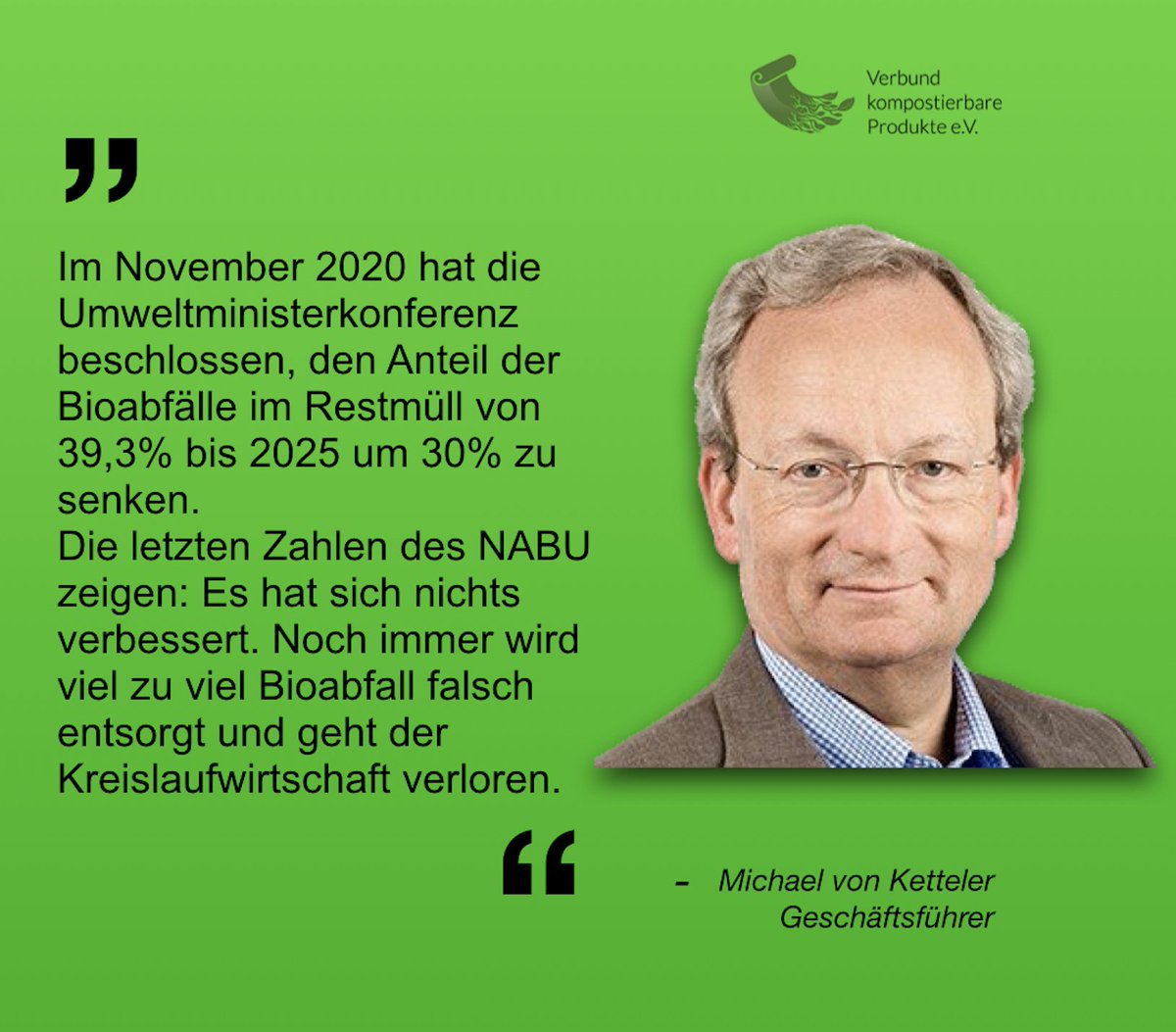 #FehlwurfFreitag
Jährlich 4.000.000 Tonnen #Bioabfall im Restmüll - das schätzt der #Nabu. 
Also: 4 Mio. Tonnen wertvolle Ressourcen, die der #Kreislaufwirtschaft jedes Jahr verloren gehen und einfach verbrannt werden.
Wir kämpfen weiter dafür, dass sich dies ändert💪🌱