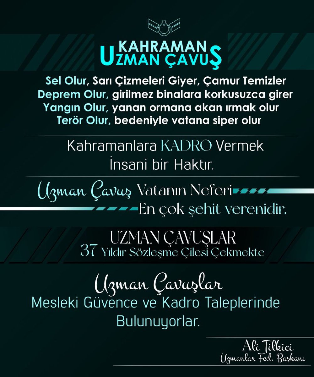 fedarasyon's tweet photo. Yiğit uzman çavuşlar  kadro istiyor https://t.co/3duX8aJ4ms