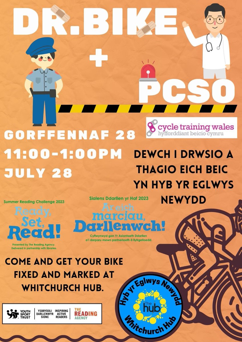 AnnaMcMorrin's tweet image. Tomorrow 11am - 1pm at @Whitchurch_Hub! Meet Dr. Bike and your friendly local PCSOs for bike repairs and marking. Don't miss this opportunity to ensure your bike's in top shape and secure! 🚴‍♀️🛠️ 
#DrBike #BikeRepairs #BikeMarking
