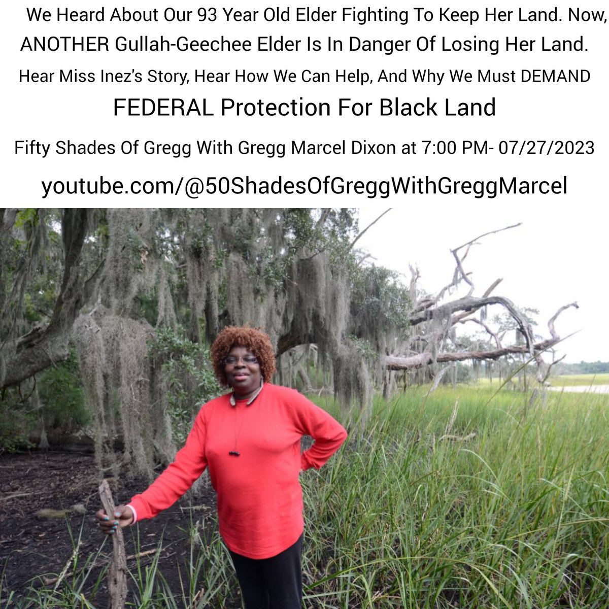 Marcel4Congress's tweet photo. A 93 year old South Carolina great-grandmother, farmers in Tennesse, and now another South Carolina elder all fight to keep their land. Native American land is protected. Why not Black American (#Freedmen) land? Join me as I discuss this issue and what needs to be done. https://t.co/5CnmNlEySM