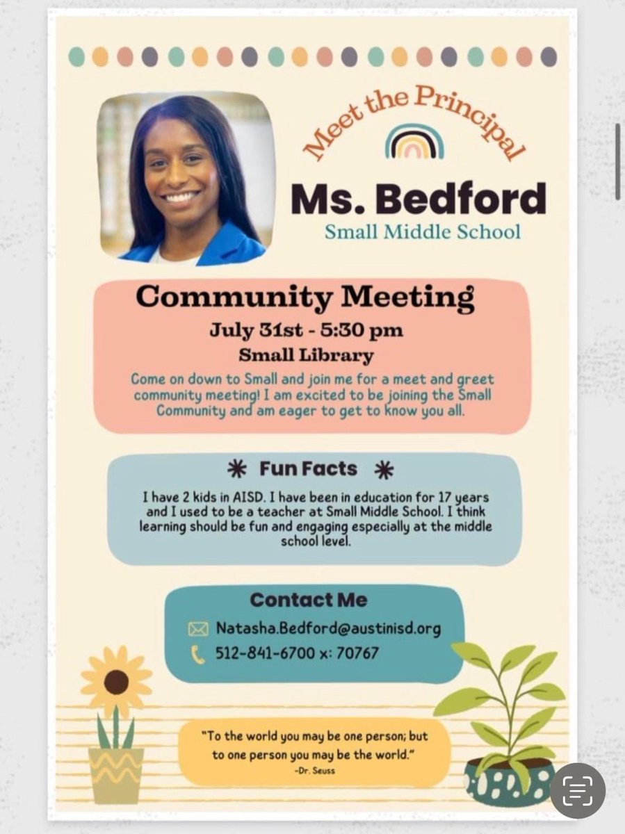 DeSean Roby (@msdrobyaisd) on Twitter photo Congrats to my friend and soror on being named Principal of Small Middle School. <a href="/CSMSCougars1415/">Clint Small MS</a>! So proud of you! Congrats to my friend and soror on being named Principal of Small Middle School. <a href="/CSMSCougars1415/">Clint Small MS</a>! So proud of you!