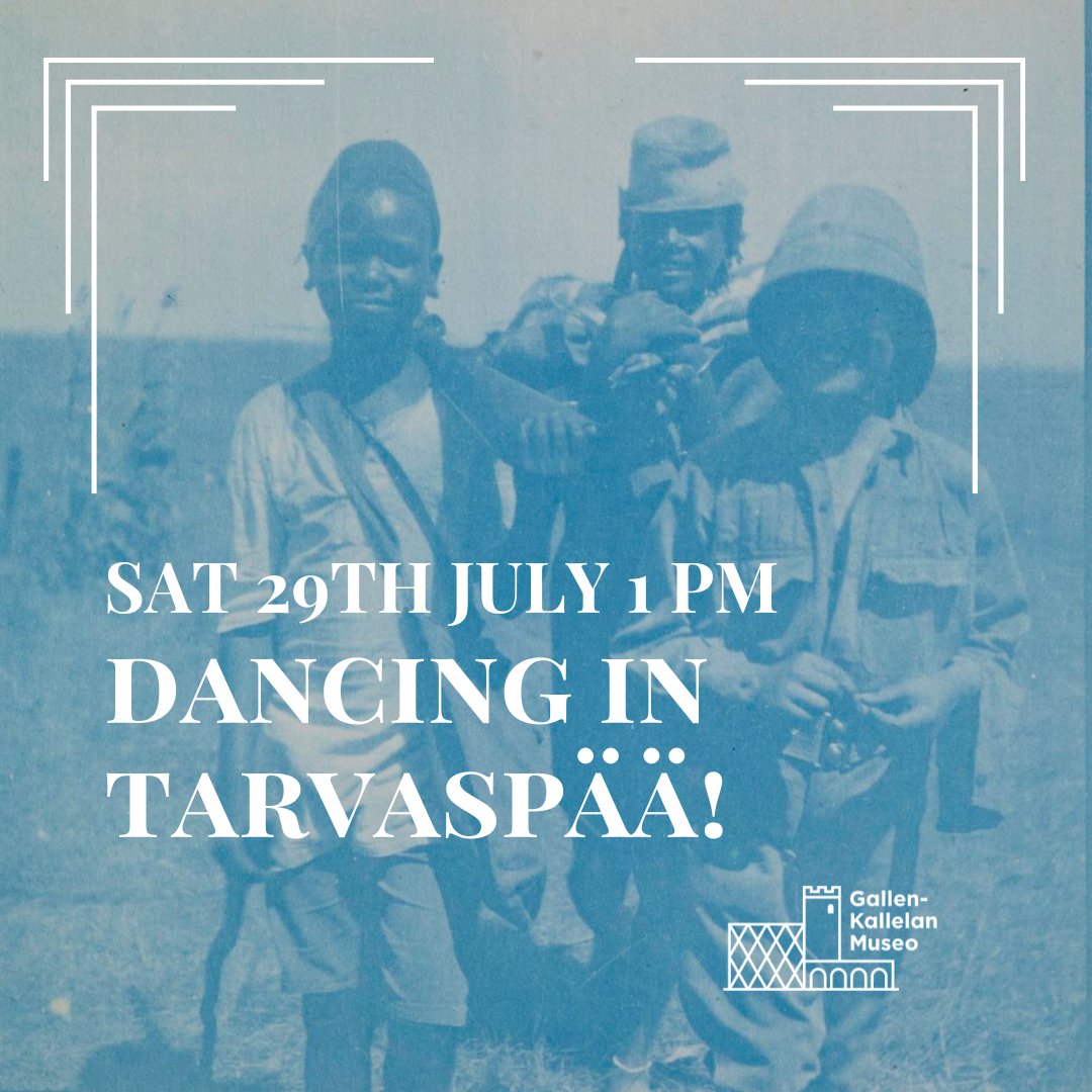 Last dance in Tarvaspää on Saturday 29th of July at 1 pm Juma Kalama teaches modern afro dance in the museum park. Workshop is free and open for all! Guided tour afterwards to our exhibition. Welcome! Image: Jorma Gallen-Kallela with Kenosua and Kamaue. Kenya, 1909. GKM.