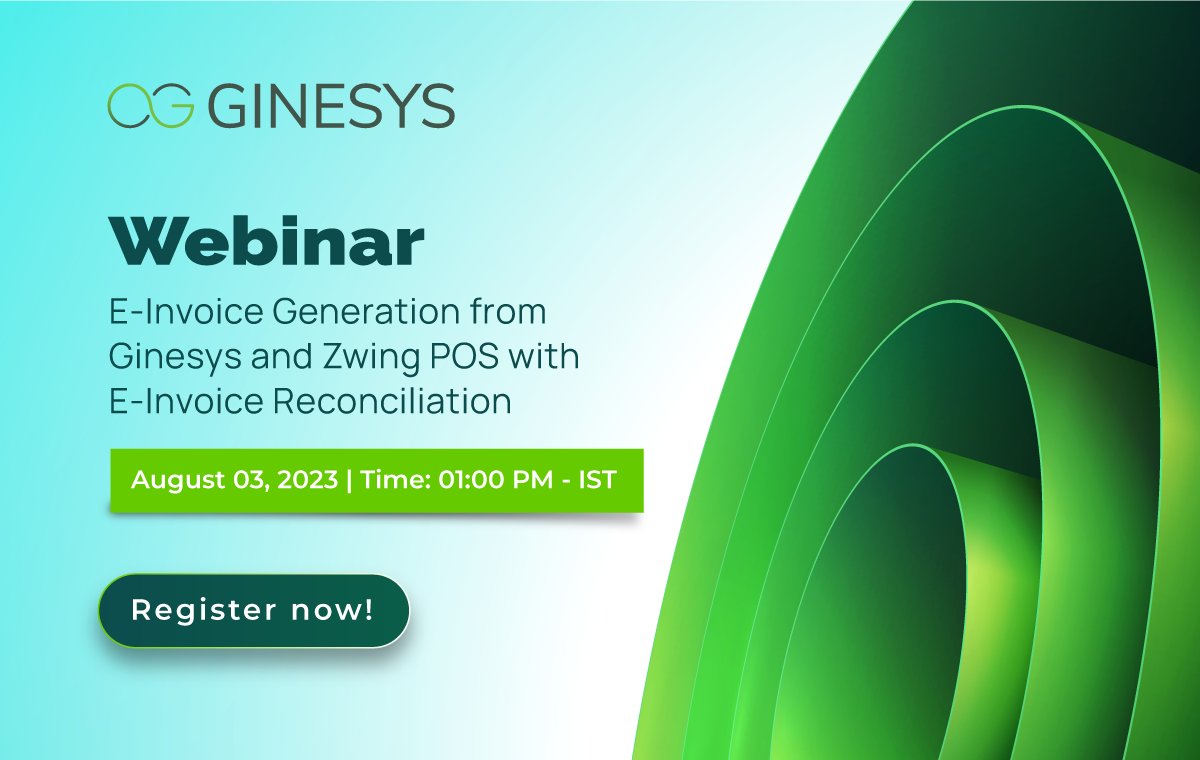 Ginesys's tweet photo. #Joinus on 3rd August, to learn about #EInvoice & its rules, effortless generation using #Ginesys & #Zwing #POS, outward E-Way bill creation, #reconciliation with #GSTR1 and understanding different #invoice scenarios.
Reserve your spot now: https://t.co/6ZHvCx3WuD
#ERP https://t.co/54rwCSYJWl