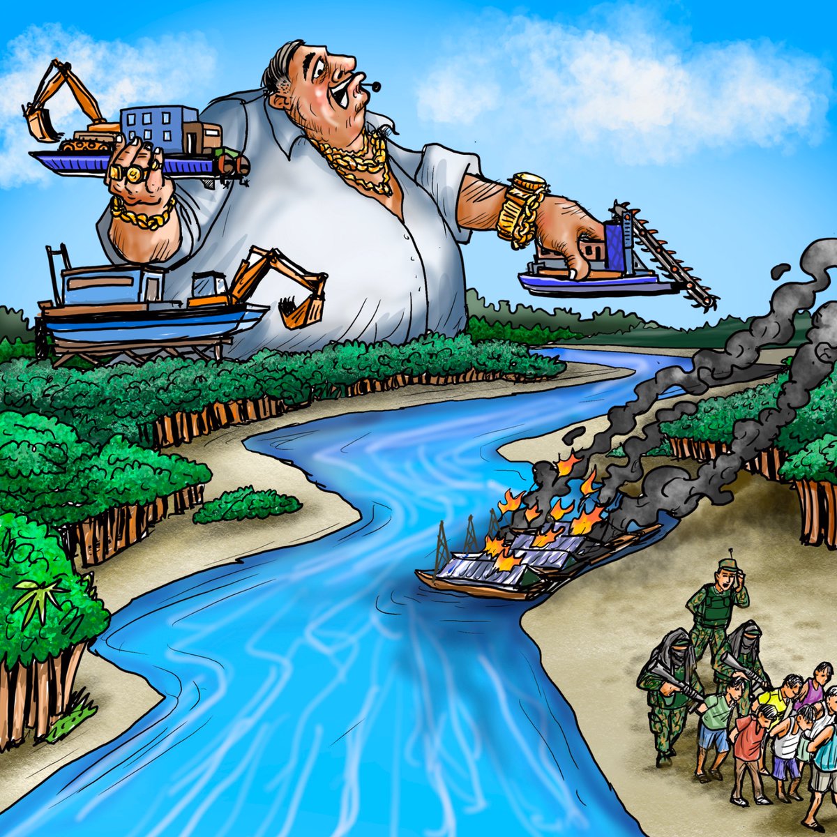 alexvillca's tweet photo. ¿Cuándo caerán los "peces gordos" de la #Minería ilegal del #Oro en Bolivia? 
 
Ilustración de @abecor_BOLIVIA https://t.co/jkIL8vqB82