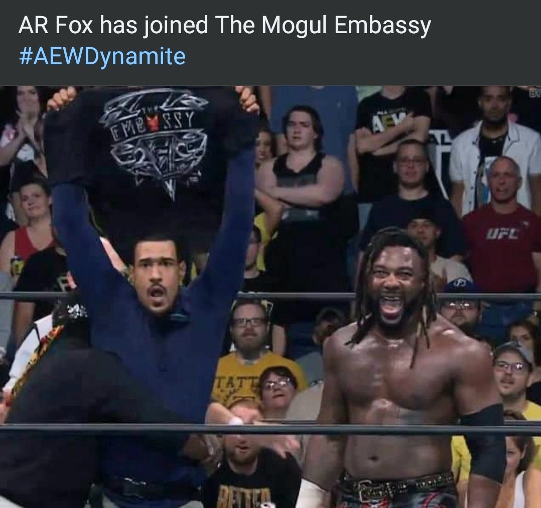 BodyguardHughes's tweet photo. It's always a blessing to see one of my former trainees and superstar "AR fox" making his mark in AEW.#STAYHUNGRY https://t.co/lqOT4WKwhg