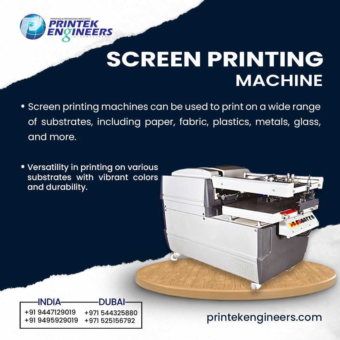 DeyarDigital's tweet image. Screen printing produces high-quality, vibrant, and long-lasting prints. 
For more information :
India - +91 9447129019, +91 9495929019
Dubai - +971 544325880,+971 525156792
#ScreenPrinting #ScreenPrintingMachine #ScreenPrinters #PrintYourPassion #PrintLife #PrintShop