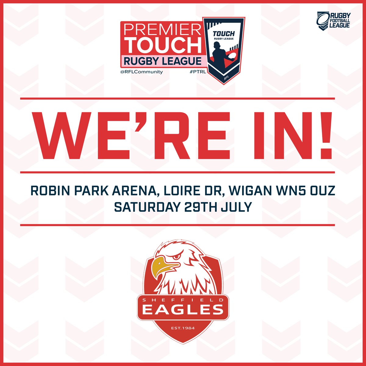 SheffieldEagles's tweet image. 🙌 Eagles to be represented at this Saturday's Premier Touch RL competition in Wigan!

➡️ Read here for more information + how to get involved every Monday: sheffieldeagles.com/Eagles-News/ar…

🤝 @TheRFL @RFLCommunity @Eagles_Found @WiganWarriorsCF

🦅 #OneClub #PTRL