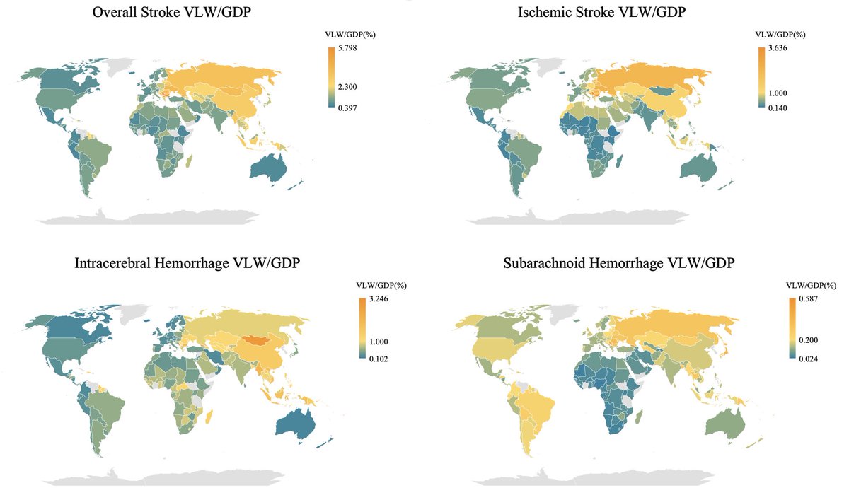 An understanding of the economic consequences of disease is important for effective allocation of clinical and research resources.

We here estimate the global macroeconomic impact of stroke and its subtypes.

ahajournals.org/doi/abs/10.116…
