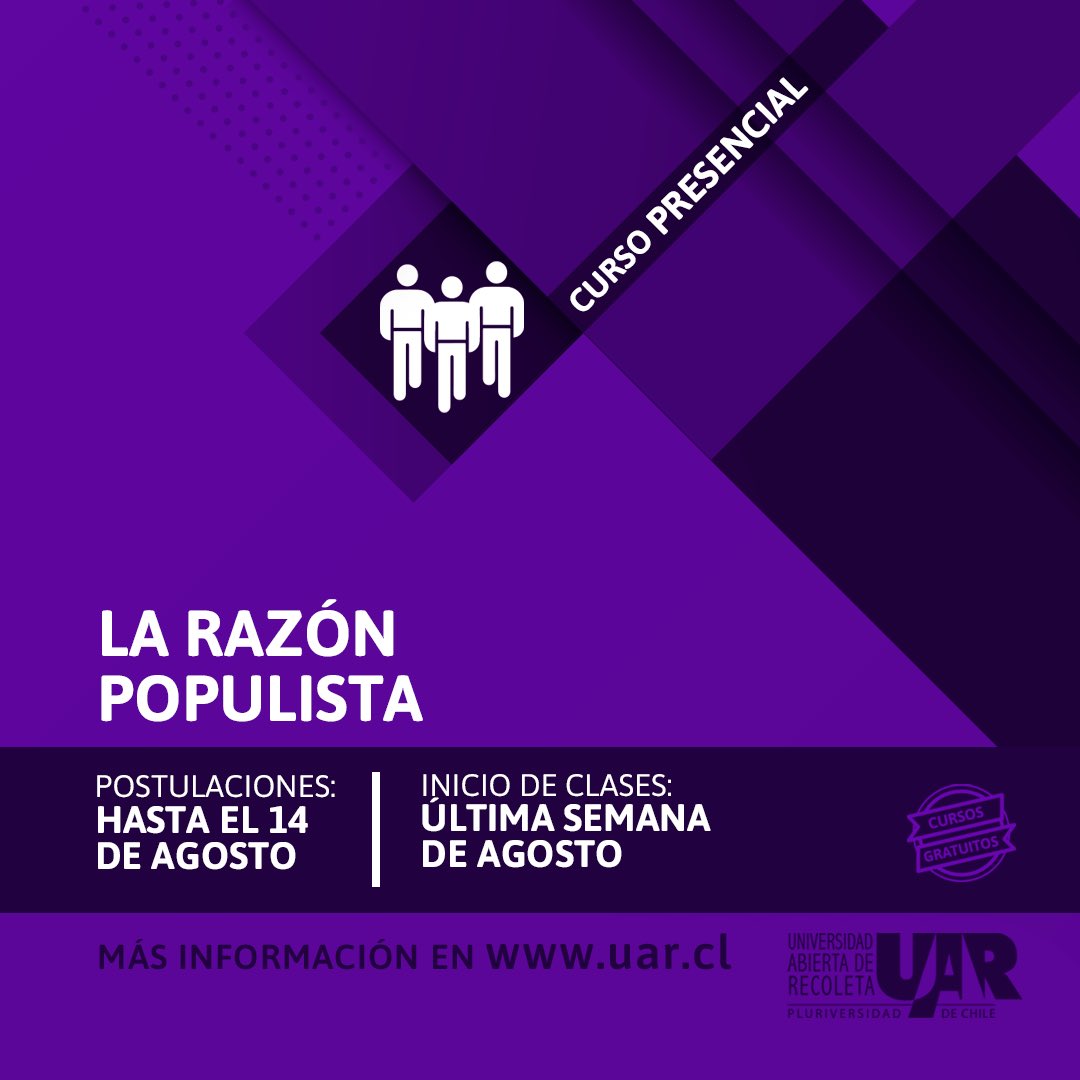 JPSanhuezaT's tweet photo. ✍🏽“Si la sociedad lograra alcanzar un orden institucional de tal naturaleza que todas las demandas pudieran satisfacerse (…) no habría populismo, pero tampoco habría política…” 

Desde agosto, estaré dictando el curso “La Razón Populista” en @UdeRecoleta .

¡Nos vemos! ✌🏽 https://t.co/KixqiWLHmY
