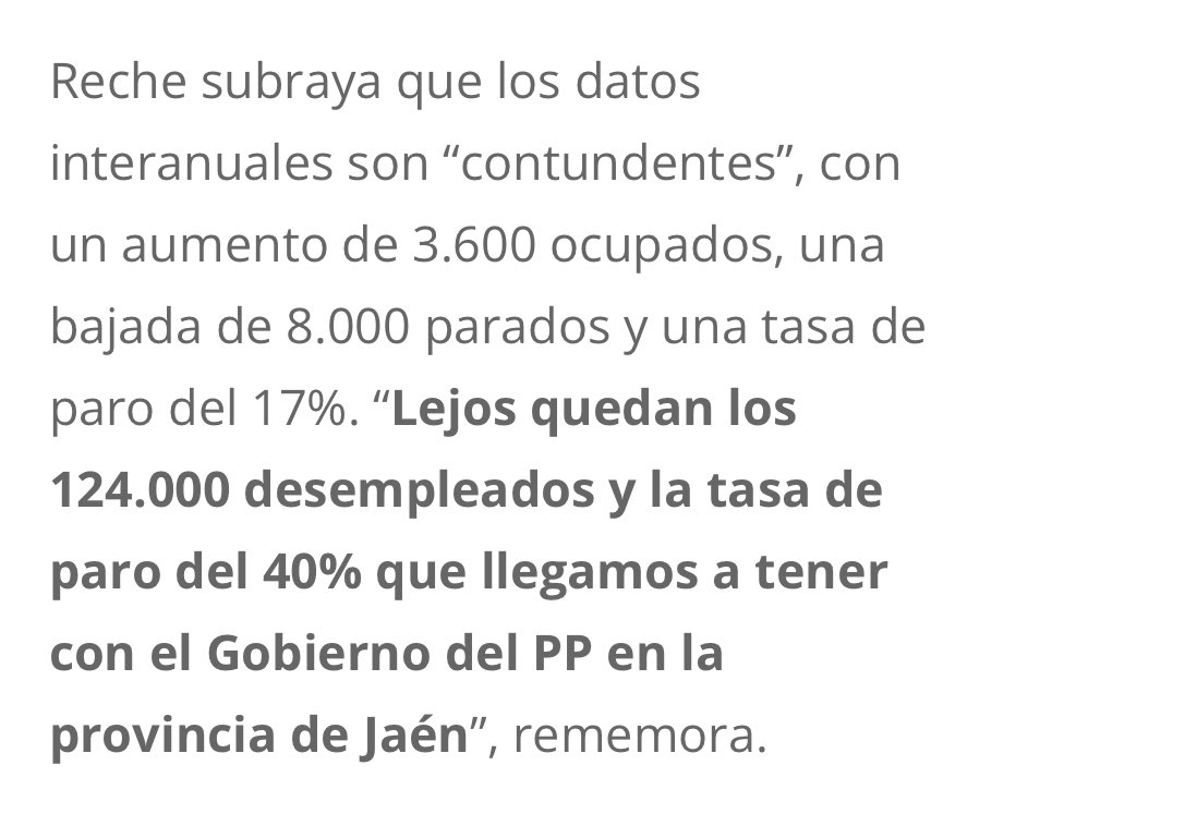 Récord histórico en España con más de 21 millones de personas trabajando.
Una bajada importante de la temporalidad y el nivel más bajo de paro desde 2008.
En Jaén también, con una bajada de 8.000 parados y una tasa de paro del 17 %.
Todo con <a href="/sanchezcastejon/">Pedro Sánchez</a> con el <a href="/PSOE/">PSOE</a>