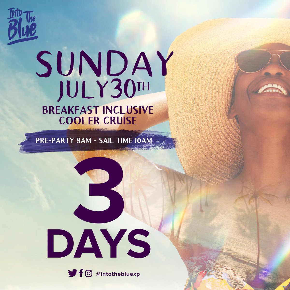 3-Days until the Ultimate Breakfast Inclusive Cooler Cruise Experience!! 

Welcome to Into the Blue

📍 MV Dreamchaser
🕙 Sailing Time 10am
🍳 Breakfast Inclusive 
🎶 Docked Pre-Party 8:00 AM 
🚨 NO OVERSIZE COOLERS

#IntoTheBlue #BlueExperience #CropOver2023 #VisitBarbados🇧🇧