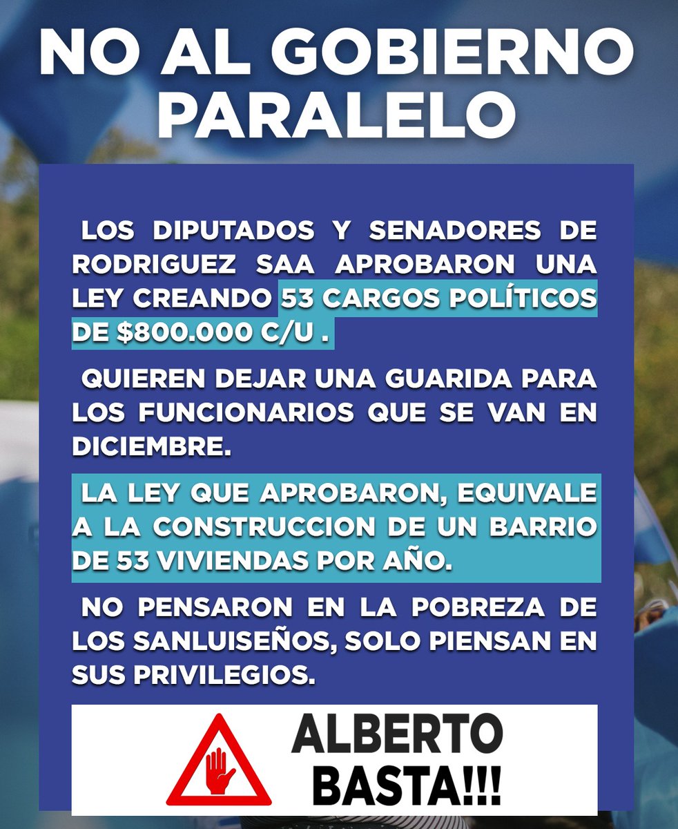 SimioliMary's tweet photo. Los Habitantes de San Luis que Votamos el 11 de junio por el Cambio tenemos, que ir a decirle BASTA ALBERTO!!! https://t.co/Z4kqvLi5Pb
