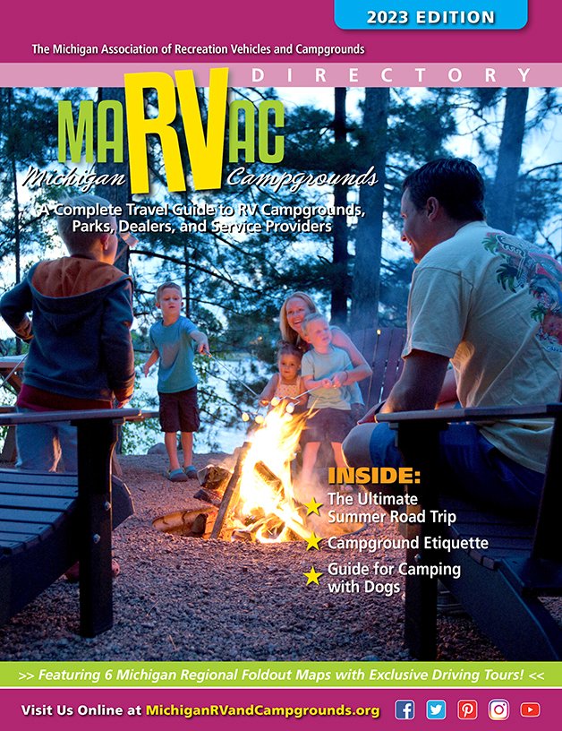 Read our complete travel guide and directory online, anytime! Visit michiganrvandcampgrounds.org/MARVAC/2023/. #mirvlife #gorving #puremichigan #marvac