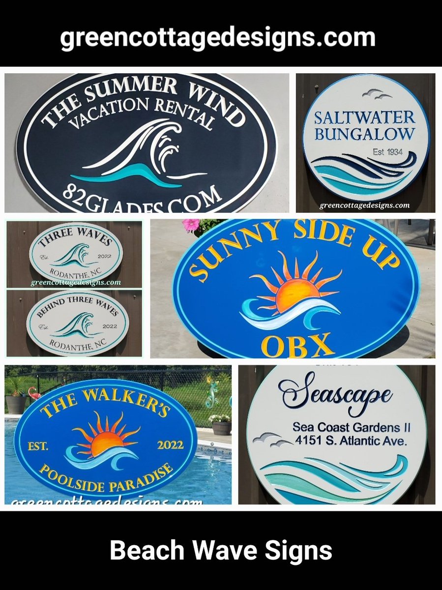 cottage_green's tweet photo. Ocean Waves π Beach House Signs by https://t.co/mxWEx0l0jL #RhodeIsland #Delaware #surfing #BeachSign #VacationRental https://t.co/KS9WBAhxuK