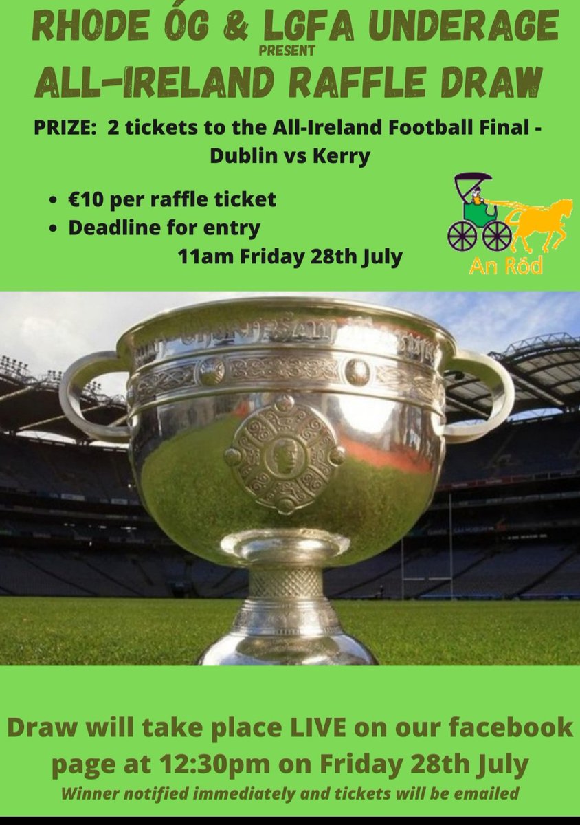 RhodeGAA's tweet photo. #AllIreland Football Final 
Attention All Ireland Tickets Up For Grabs @DubGAAOfficial 💙 V @Kerry_Official 💚

See link below to enter the draw 👇

https://t.co/SEbJbJs88v

#UpTheDubs 
#CiarraíAbú #WeAreKerry 

#GAA #Dublingaa #kerrygaa #gaelicfootball #DUBvKER #gaabelong https://t.co/A6ATQIHyKh