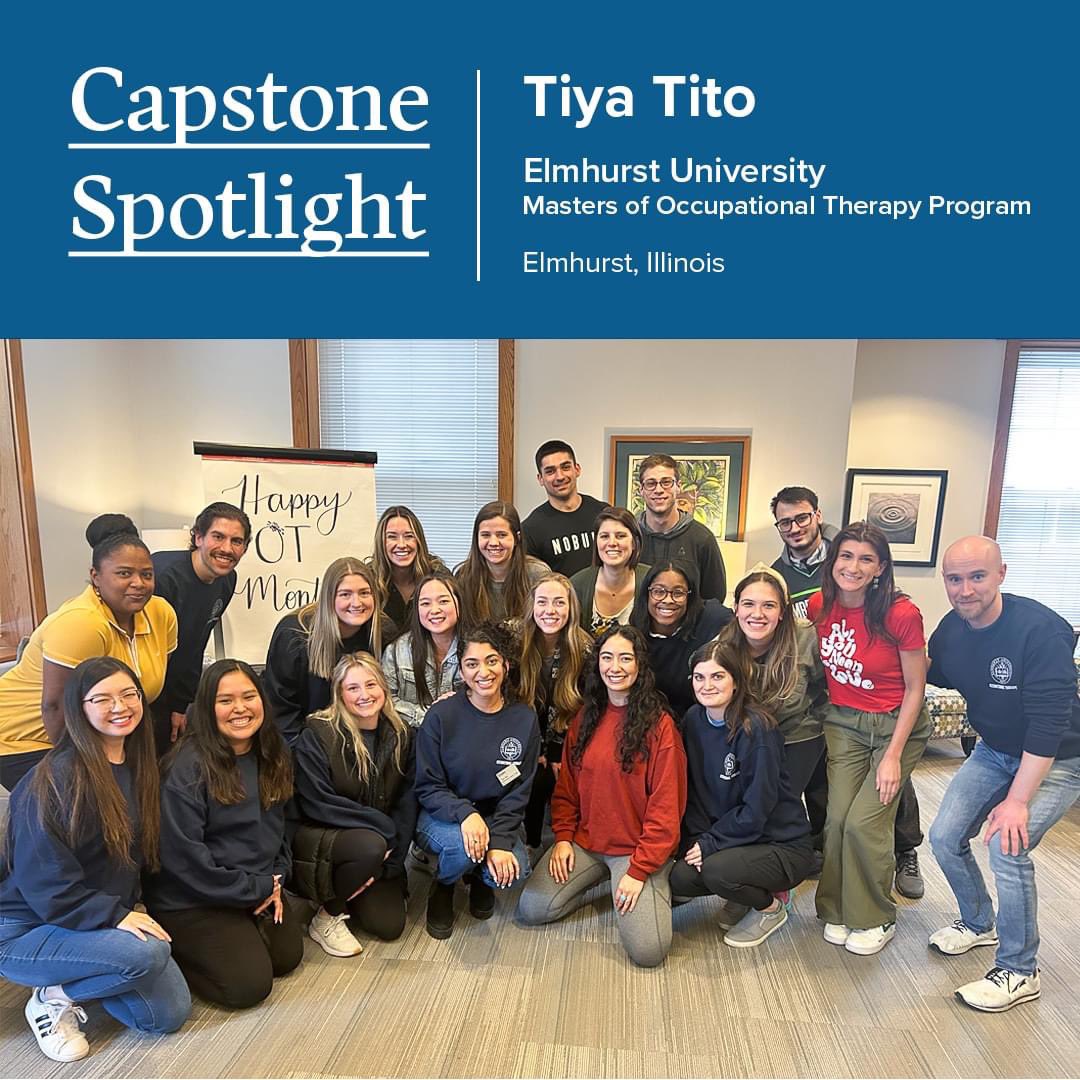 drakeotd's tweet photo. Tiya Tito, a 2023 graduate, completed her Doctoral Capstone with the MOT program at @elmhurst_u where she taught various topics within courses, led lunch and learn sessions, assisted with labs, and more! Read more about Tiya and her capstone at https://t.co/TiAc6M6TFk https://t.co/9YXRak9LXk