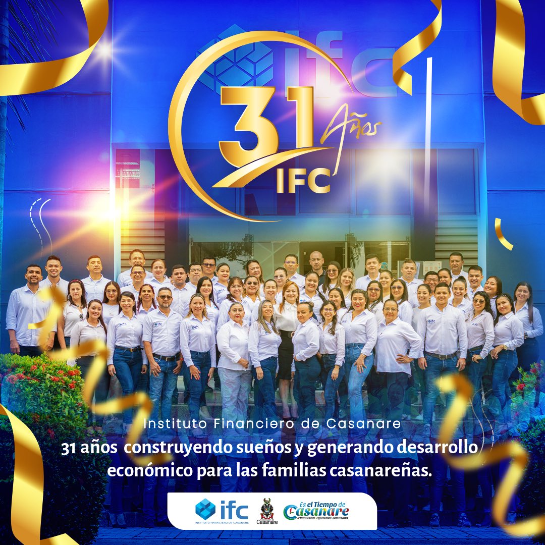 #IFC31Años 🎁El IFC cumple 3️⃣1️⃣ años construyendo sueños y generando desarrollo económico para las familias casanareñas .La Gerente(e) Mirama López , saluda a todos los funcionarios que han aportado con su trabajo para fortalecer el desarrollo productivo del departamento 👏