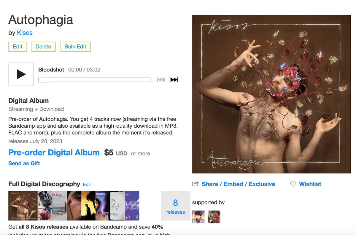 itsKisos's tweet photo. My new EP Autophagia is out early, only on Bandcamp, TOMORROW!!

On sale for $5 til Aug 4th! Would love to hit five more sales in the next two days!!

link below to purchase <3 https://t.co/DmdoIe0190