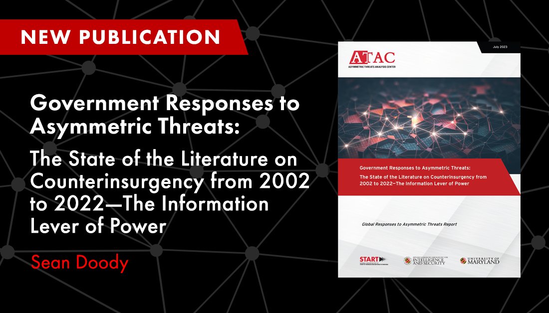Our <a href="/IWCAG_UMD/">Irregular Warfare and Conflict Assessment Group</a> team has published a new report focused on a subset of the full COIN literature sample from the team's first, full report from earlier this year: publications that contain analyses of the information lever of power. Read it here: go.umd.edu/3DyzYxe