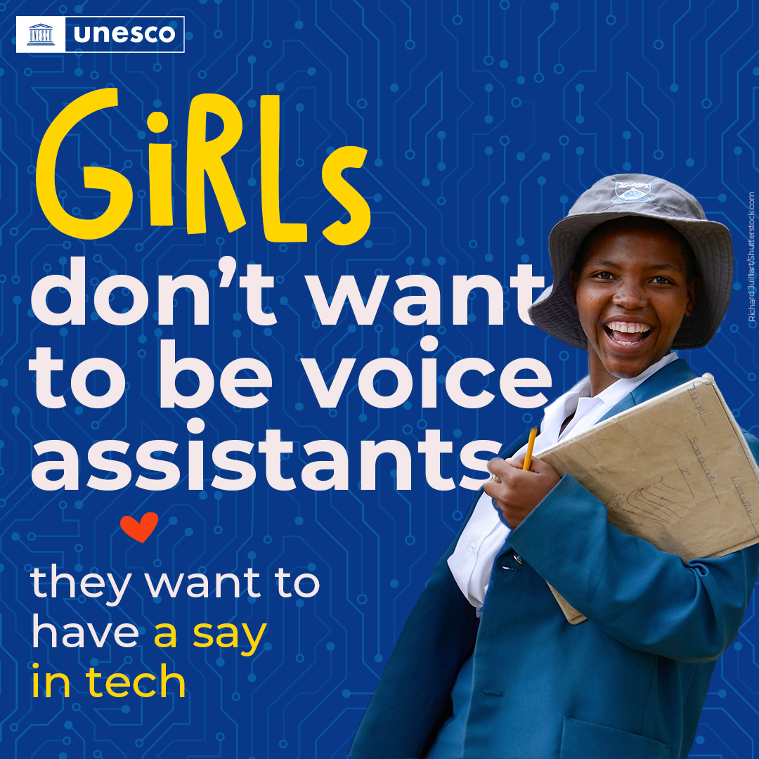 UNESCO's tweet photo. The future in tech is equal!

Girls need equal access to online learning and tools to achieve their dreams. 

Let’s keep empowering girls &amp; young women – for their future and ours! https://t.co/RkS4C8FlY1 https://t.co/q8z4DaB2rB