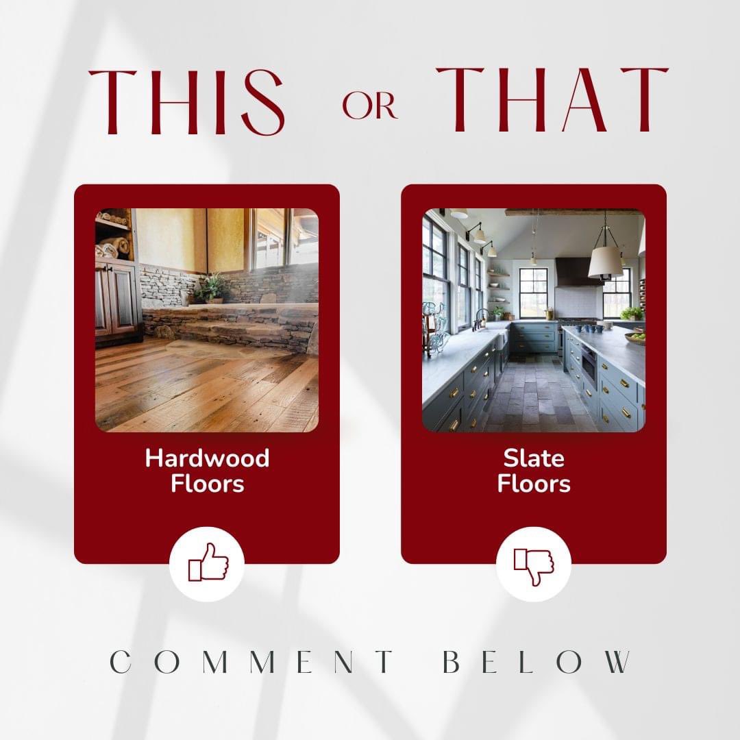 ￼
Slate vs. Hardwood Floors! Which is Right for You? 
￼

#thisorthat #homeownership #flooringoptions #homedesign #hardwoodflooring #slatefloor #homedesigninspo #designtips #homerenovationideas #thejodiewildteam #louisvillerealtor