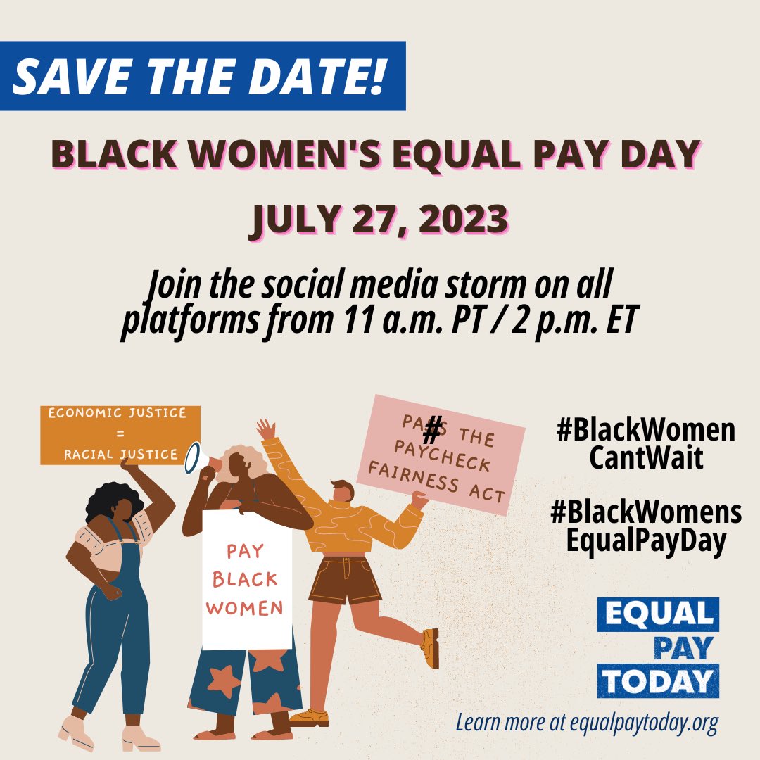 lawrenlong_'s tweet photo. Black women are underpaid and undervalued. According to @equalpay2dayorg, compared to non-Hispanic white men, Black women earn 67 cents for every dollar her white male counterpart makes for full-time work. This wage gaps is unacceptable! 

Pass the #PaycheckFairnessAct! #BWEPD https://t.co/pLfwCbkISF