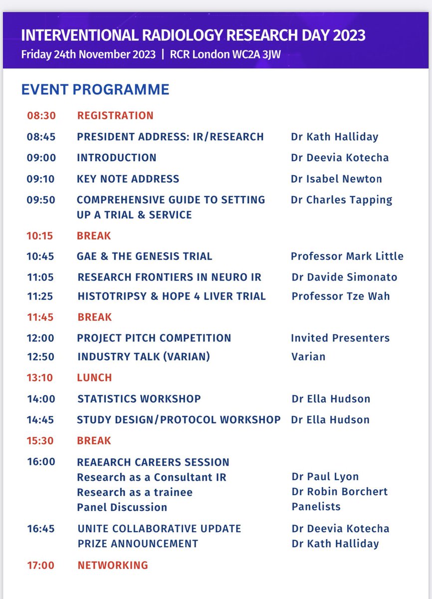 🌟 The Interventional Radiology Research Day 2023 programme is now LIVE! 🌟 We’re excited to announce an amazing line-up of speakers. ⬇️ 👇 🔥 24th November 2023 📍@RCRadiologists Sign up & join us here: tinyurl.com/IRRD2023 #irad #withoutascalpel #iradresearch