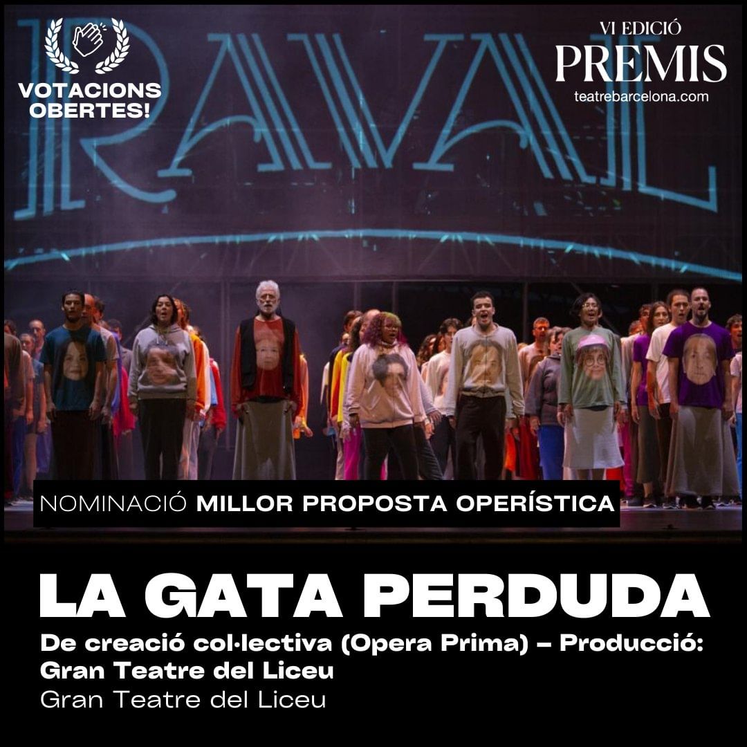 Moltes gràcies a @teatrebarcelona per nominar #LaGataPerduda a millor proposta operística! Si voleu votar-la, podeu fer-ho aquí: teatrebarcelona.com/premis