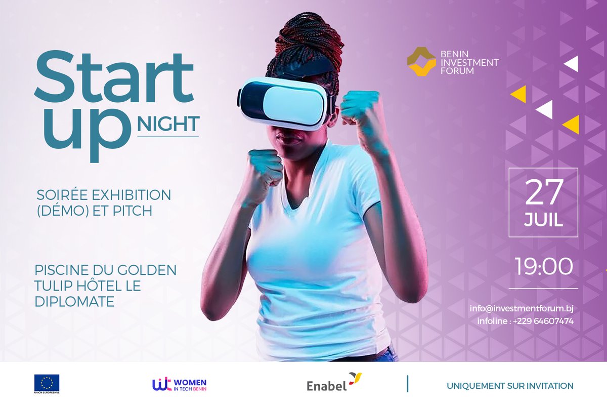 La StartUp Night, c'est ce soir à partir de 19H autour de la piscine du Golden Tulipe Hôtel Le Diplomate.

Rejoignez-nous pour la suite de la première journée du Benin Investment Forum.

#BIF2023 #Investment #Bénin #Cotonou