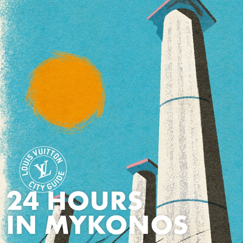 LouisVuitton's tweet photo. Summer Resorts City Guide. Synonymous with chalk-white buildings and deep blue waters, Mykonos boasts sandy beaches and a thriving nightlife, reflected in Maison's Greek travel edition.

#LVCityGuide #LouisVuitton 

Credits: Charlotte Molas