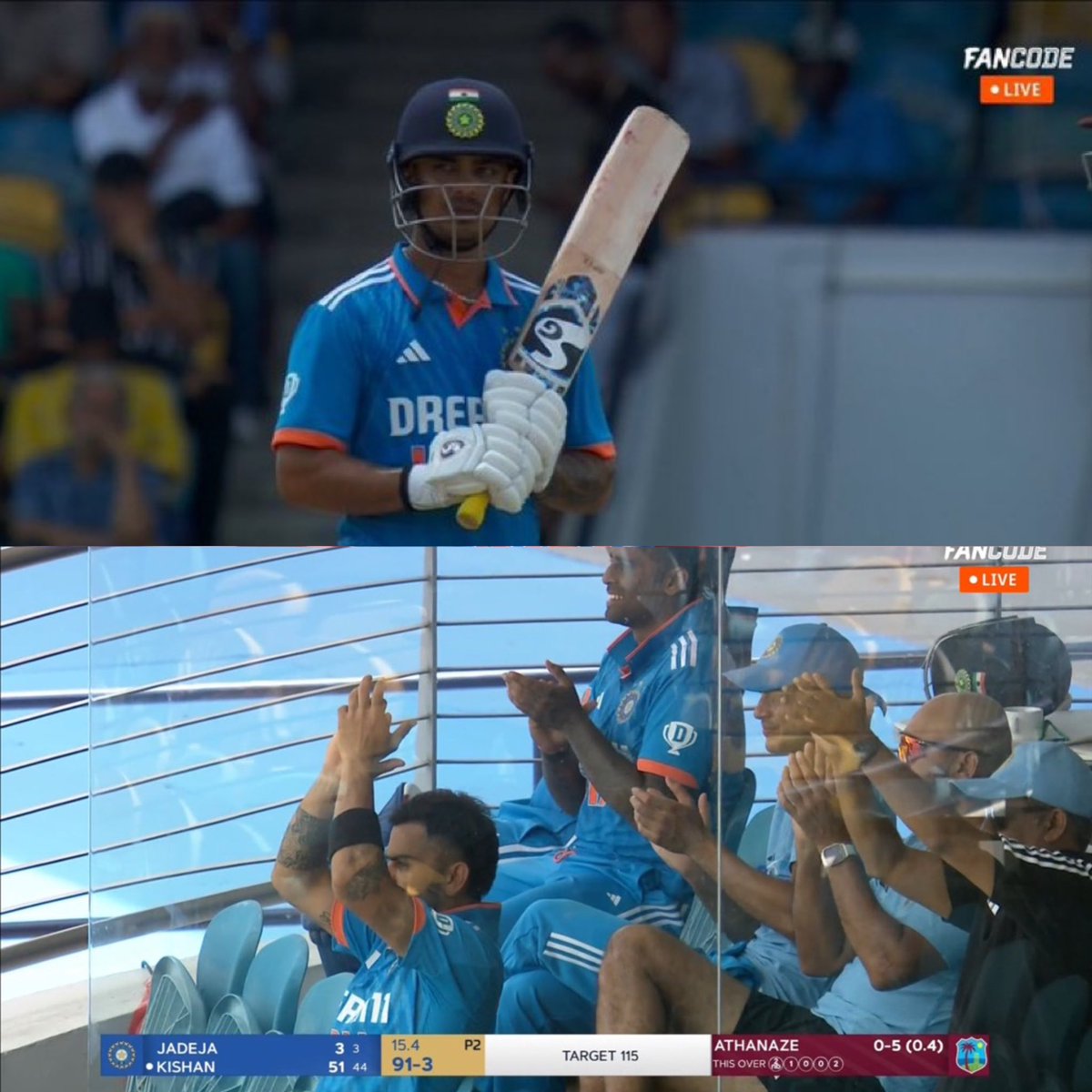 BluntIndianGal's tweet photo. Ishan Kishan scores half century and Virat Kohli appreciating his knock. Well played Champ ❤️ https://t.co/PICqxAFJxK