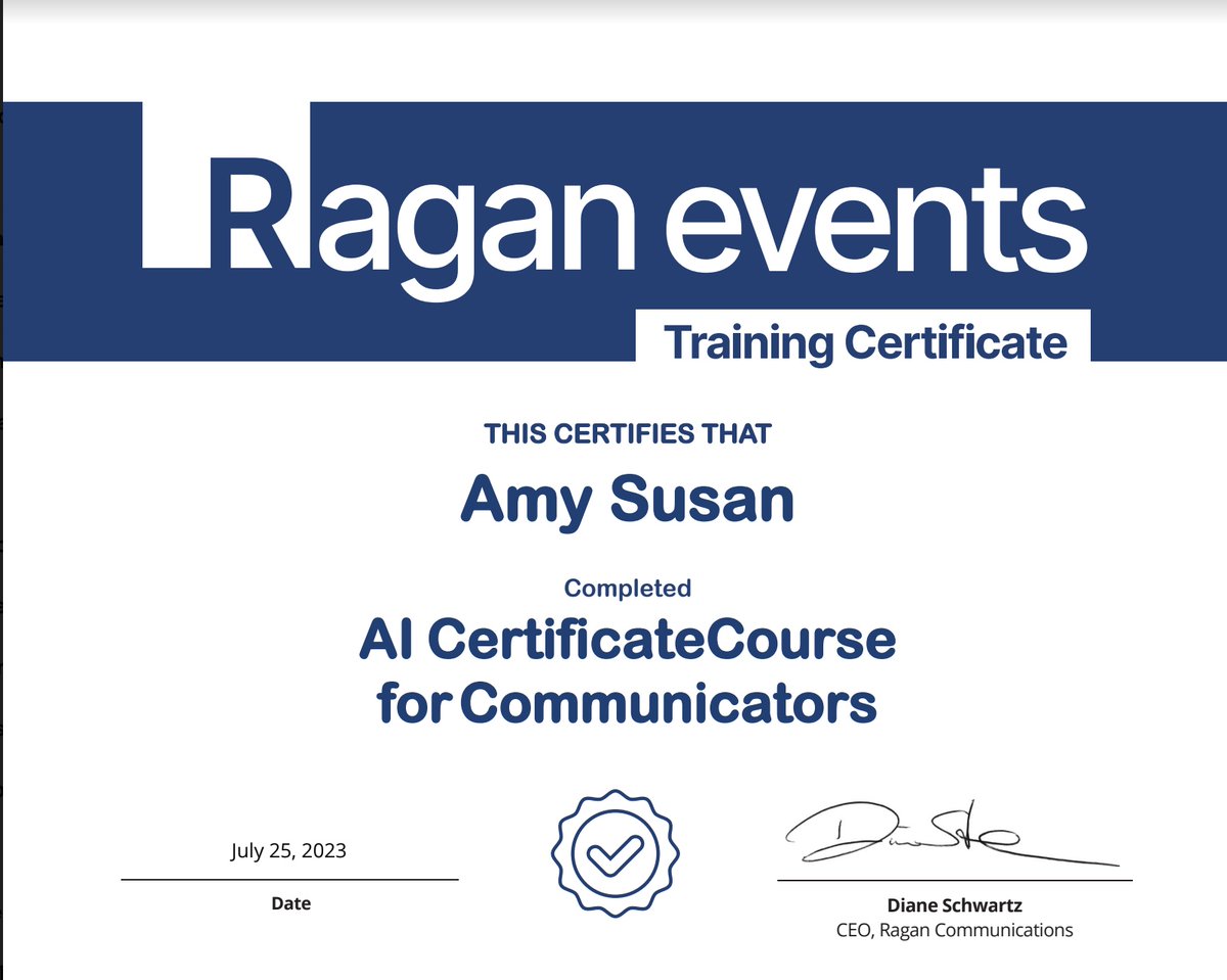 Amy_N_Susan's tweet photo. Glad I took this course. As a writer, it's natural to have some fears about AI's impact on our profession, but I believe in embracing it as an ally, not a threat. New technologies have always brought evolution &amp; new opportunities for job creation. #AI4Communications @RaganComms https://t.co/3atYPoP4KQ