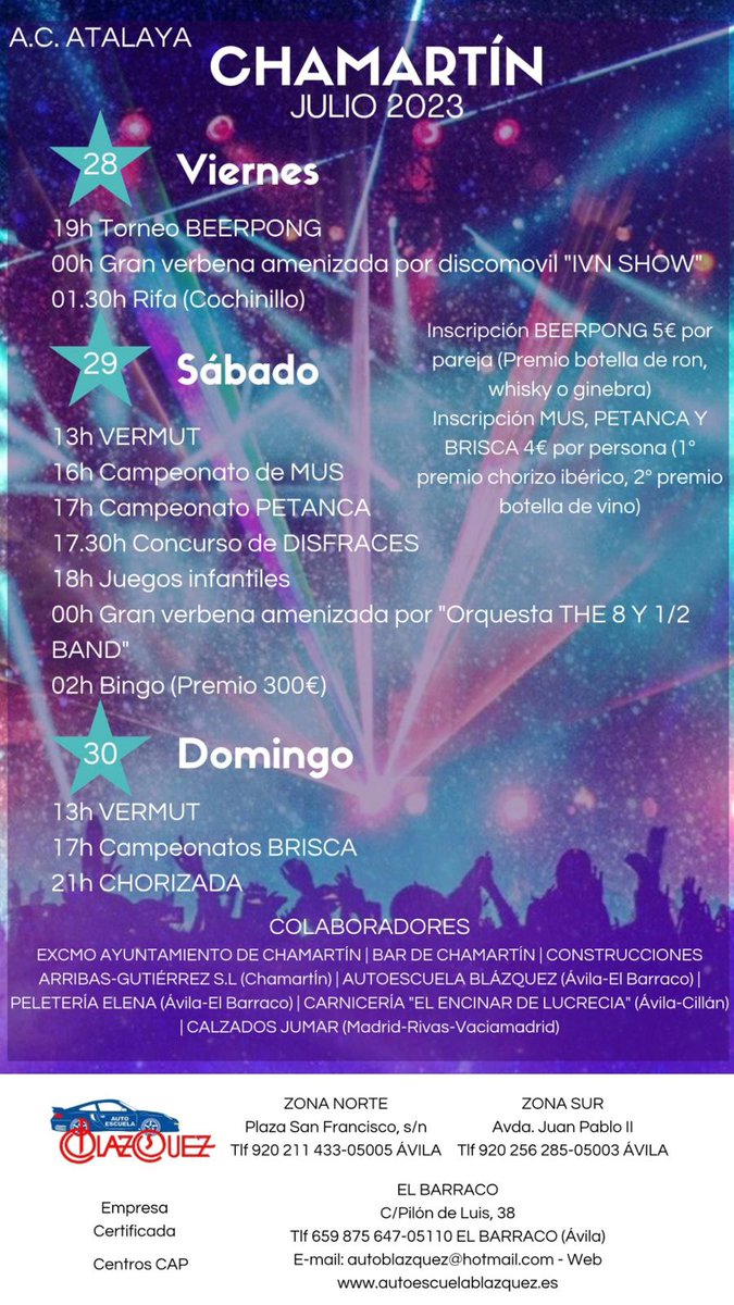 Fiestas de #Chamartin2023 
Del Viernes 28 al domingo 30  #VeranoChamartin