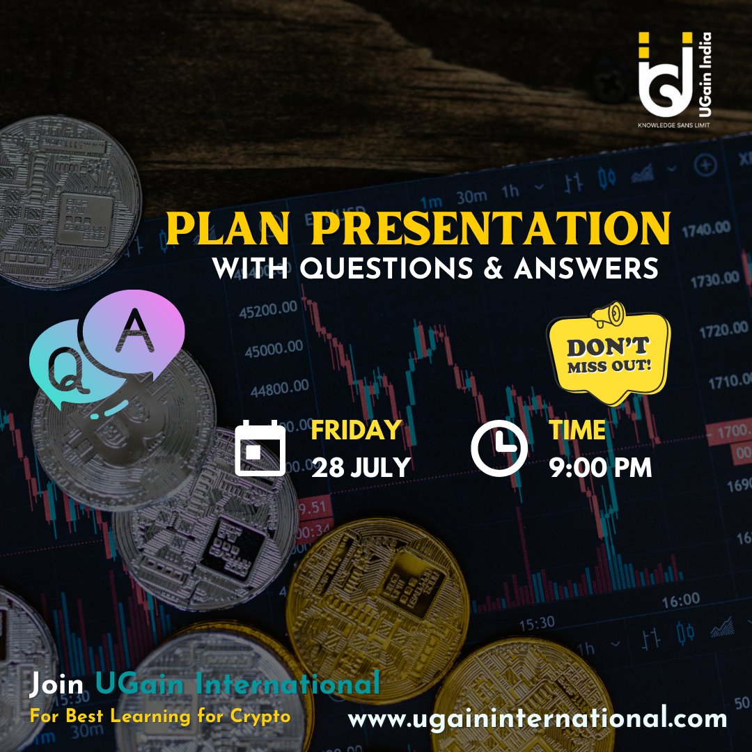 ugainindia's tweet photo. ๐ข Don't Miss Out! ๐ข We're hosting a special #PlanPresentation with Q n A session that you can't afford to skip! ๐ผ๐ค
๐
Mark your calendars for July 28, 2023 ๐๏ธ
โฐ 09:00 PM IST ๐ฎ๐ณ
Join us at #UGainInternational for an incredible opportunity to Learn With Earning! ๐ก๐ธ https://t.co/9puZOsYpro