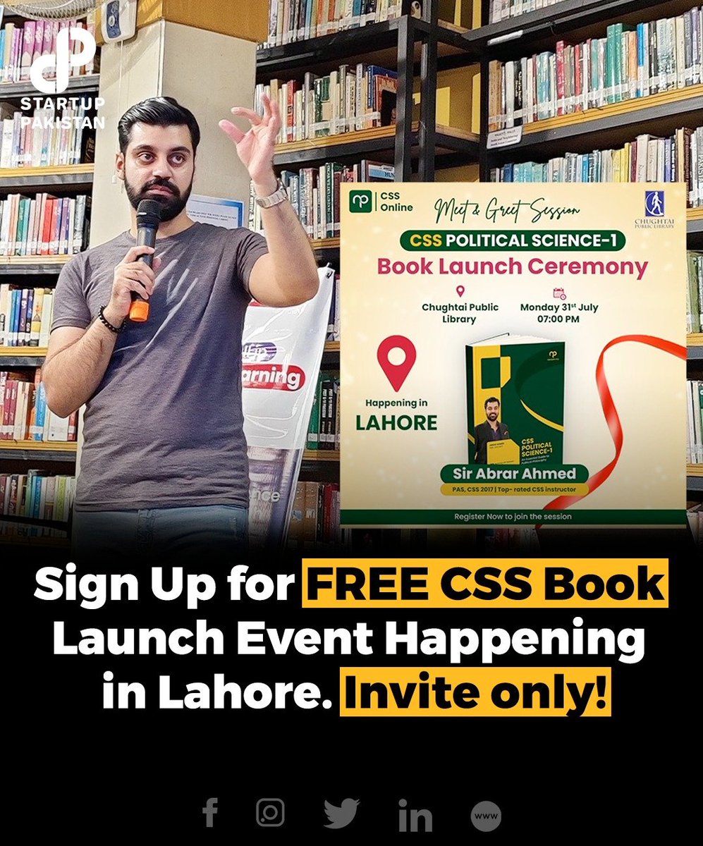 Nearpeer is delighted to announce the much-awaited CSS book launch ceremony of "Political Science: An Essential Guide to Political Philosophy," authored by the esteemed Sir Abrar Ahmed, a renowned CSS instructor at Nearpeer. Read the details here: startuppakistan.com.pk/sign-up-for-fr…