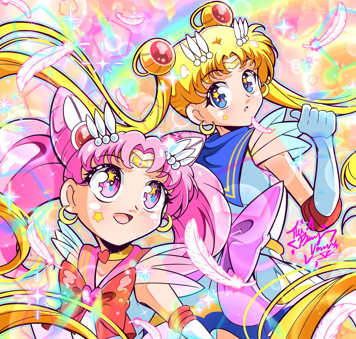 Sailor moon and sailor chibi moon redrawing 
#イラスト #SailorMoon #SailorMoonCosmos #セーラームーン #sailormoonredraw