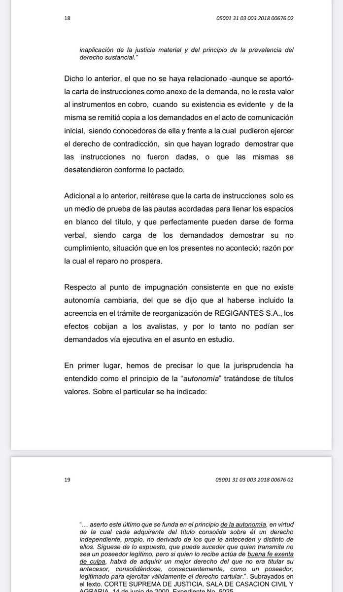 jairoparrac's tweet photo. TÍTULOS VALORES CON ESPACIOS EN BLANCO. TENEDOR. TSM: En el evento en que en el título se dejen espacios sin diligenciar, cualquier tenedor legítimo podrá llenarlos según las instrucciones del suscriptor, siempre que ello se realice antes de presentarlo para el ejercicio del derecho incorporado, por lo que el documento dejado con espacios en blanco da derecho al tenedor para llenarlo, eso sí, de acuerdo con la autorización dada para el efecto. Con ello, puede ejercer la acción para el cobro del instrumento, previa satisfacción de los requisitos mínimos de orden formal previstos en el Código de Comercio —⬇️⬇️—