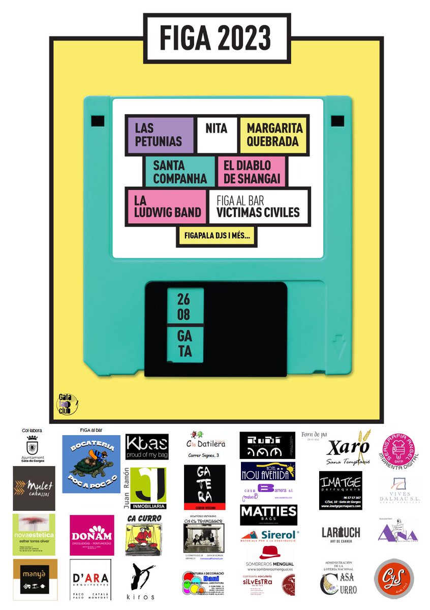 GataFanClub's tweet photo. Ja estem en festes!!!

Ací el cartell que veureu pel poble i vos recordarà que podeu donar-ho tot a les festes perquè el FIGA és el dissabte 26 i teniu temps de descansar sense perdre massa la la forma 🕺🏽💃🏽🎵 https://t.co/WacMCi9YgZ